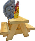 Large Squirrel Picnic Table Feeder - Cedar Squirrel Feeders for Outside Trees, Deck, Fence - Funny Corn Cob Holders, Novelty Hanging Mini Picnic Table for Squirrels, Fun Wooden Chipmunk Bench Platform