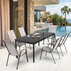 VINGLI Patio Chairs Set of 4 – Stackable Outdoor Dining Chairs with Comfortable Sling High Back Chairs and Armrests for Lawn, Poolside, Courtyard, Balcony, Garden, Yellow