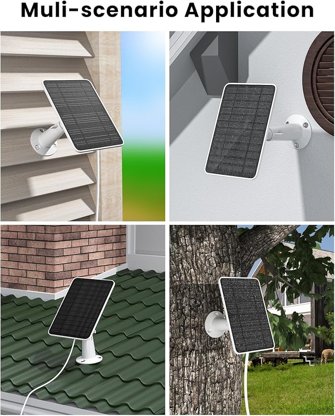 5W Solar Panel Charger Compatible with Arlo Essential 2K Outdoor Camera(2nd Gen)/Essential Outdoor XL(2nd Gen)/Essential Spotlight, IP65 Waterproof 10ft USB-C & Micro USB Cable & Wall Mount, 3 Pack