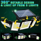 Solar Lights Outdoor Waterproof Motion Sensor - 416 LEDs 3000 Lumens Super Bright 3 Brightness 3 Modes 2400mAh 360° Illumination 32ft Solar Flood Security Light for Outside (‎With Remote Control, 1)