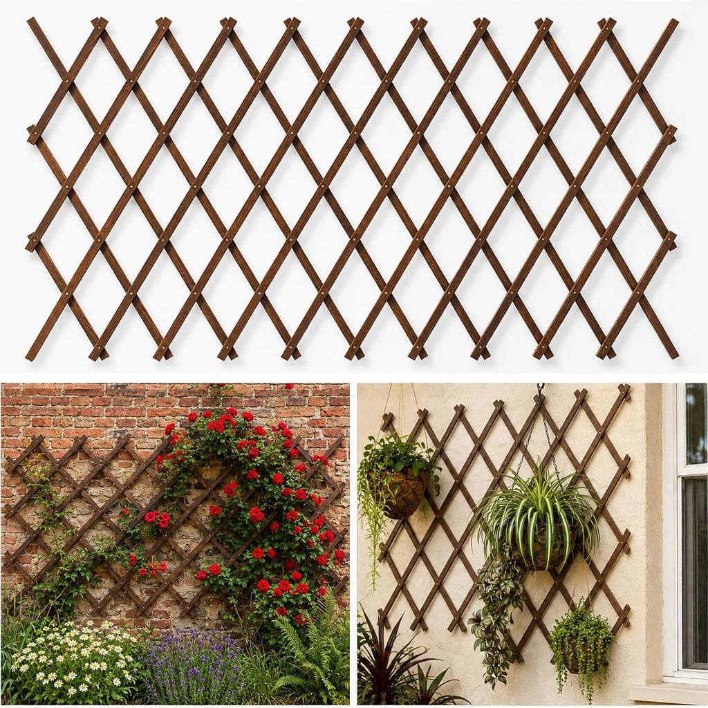 expandable trellis, 38"x89" wooden lattice for climbing plants, main product view