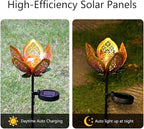 Solar Lights Outdoor Garden Decor,LED Lotus Flower Lamp, Metal Tulip Solar Lawn Lamp for Courtyard Decoration, Garden Gifts for Women