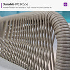 PURPLE LEAF Outdoor 29" Wicker Bar Stools Set of 2, Boho Patio Bar Height Chair with Cushion and Back for Outdoor and Indoor, Garden, Patio, Light Grey