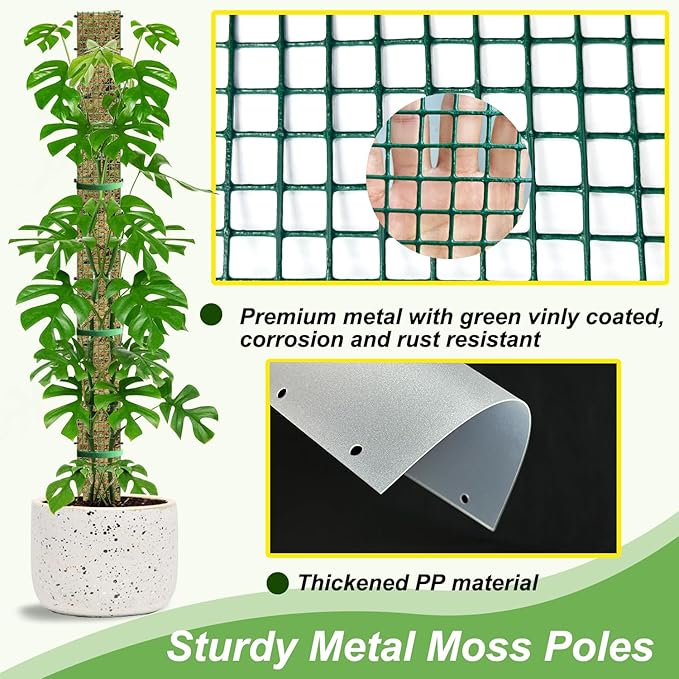 60"/40"/24" Metal Moss Pole, D Shape Sphagnum Moss Pole, Moss Poles for Climbing Plants, Monstera, Indoor Climbing Plants(4Pcs 40")