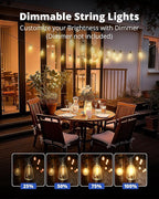 VIPAR Outdoor String Lights 60FT LED Patio Lights LED Waterproof with 26+2 Shatterproof ST38 Edison Bulbs, 2700K Connectable Outside Hanging Light for Porch, Garden, Backyard, Deck, Balcony, Decor