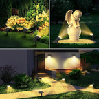 Linkind Solar Lights Outdoor Waterproof IP65, StarRay Dusk-to-Dawn Outdoor Solar Lights, 3 Lighting Modes Solar Spot Lights Outdoor for Garden, Yard, Landscape (Warm White, 6 Pack)