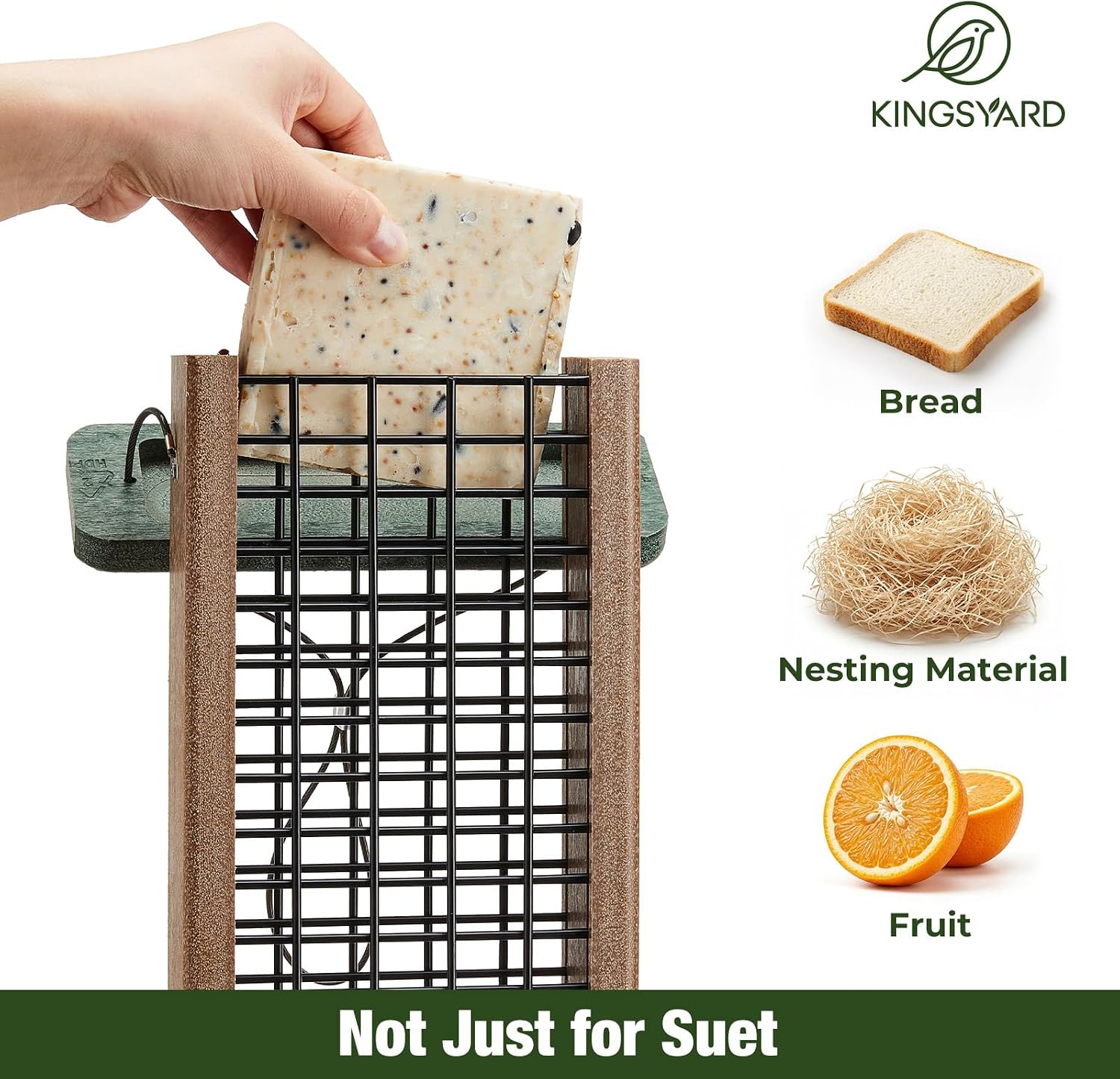 Kingsyard 2 Pack Double Tail-Prop Suet Bird Feeder | Recycled Poly Lumber Suet feeder, Sturdy & Durable, Outside Hanging, Great for Woodpecker & Clinging Birds, Blue