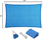 Eden's Decor Straight Flat-Edged Sun Shade Sail Rectangular 8' x 12' Blue UV-Blocking Outdoor Canopy Fabric Cloth Awning for Pergola Patio Garden Backyard Custom Size