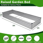 2PCS 8x4x1ft Galvanized Raised Garden Bed Kit, Galvanized Planter Raised Garden Boxes Outdoor, Large Metal Raised Garden Beds for Vegetables,Silver
