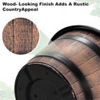 Quarut Large Plastic 3 Pack16 inch Plant Pots,Whiskey Barrel Planters with Drainage Holes & Saucer.Flower Pots Imitation Wine Barrel Design for Indoor & Outdoor Garden Balcony Plants.7 Gallons(Brown)