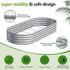 2PCS 8x2x1ft Galvanized Metal Raised Garden Bed Kit,Outdoor Planter Box Vegetables,Flowers,Herbs Durable Rust-Resistant Patio Gardening Beds