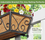Y&M 30 Inch Window Deck with Coco Liner, Fence Metal Hanging Flower Planter Window Basket Deck Railing Planter Boxes for Outdoor Garden Lawn-Butterfly, 2pcs