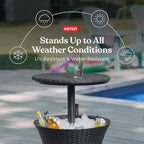 Keter Pacific Cool Bar Outdoor Patio Furniture and Hot Tub Side Table with 7.5 Gallon Beer and Wine Cooler, Dark Grey