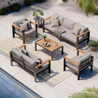 aluminum outdoor patio furniture set with coffee table, main product view