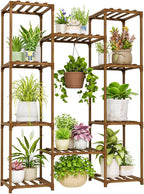 Bamworld Plant Stand Indoor Outdoor Hanging Shelf for Multiple Plants Tall Large Holder for Living Room Patio Balcony Garden (A-Cabinet-Wider)