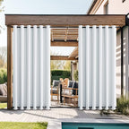 NICETOWN Privacy Outdoor Curtains for Patio Waterproof 2 Panels, Thermal Insulated Light Reducing Cold & Heat Block Rustproof Top & Bottom Grommet Windproof for Balcony, Greyish White, W84 x L95