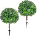 27.5 inch 2 pack artificial boxwood topiary trees, main product view