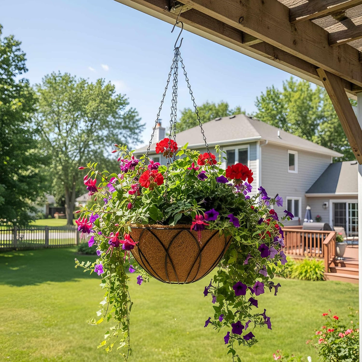 hosy 2-pack 12-in hanging metal planter baskets with, main product view