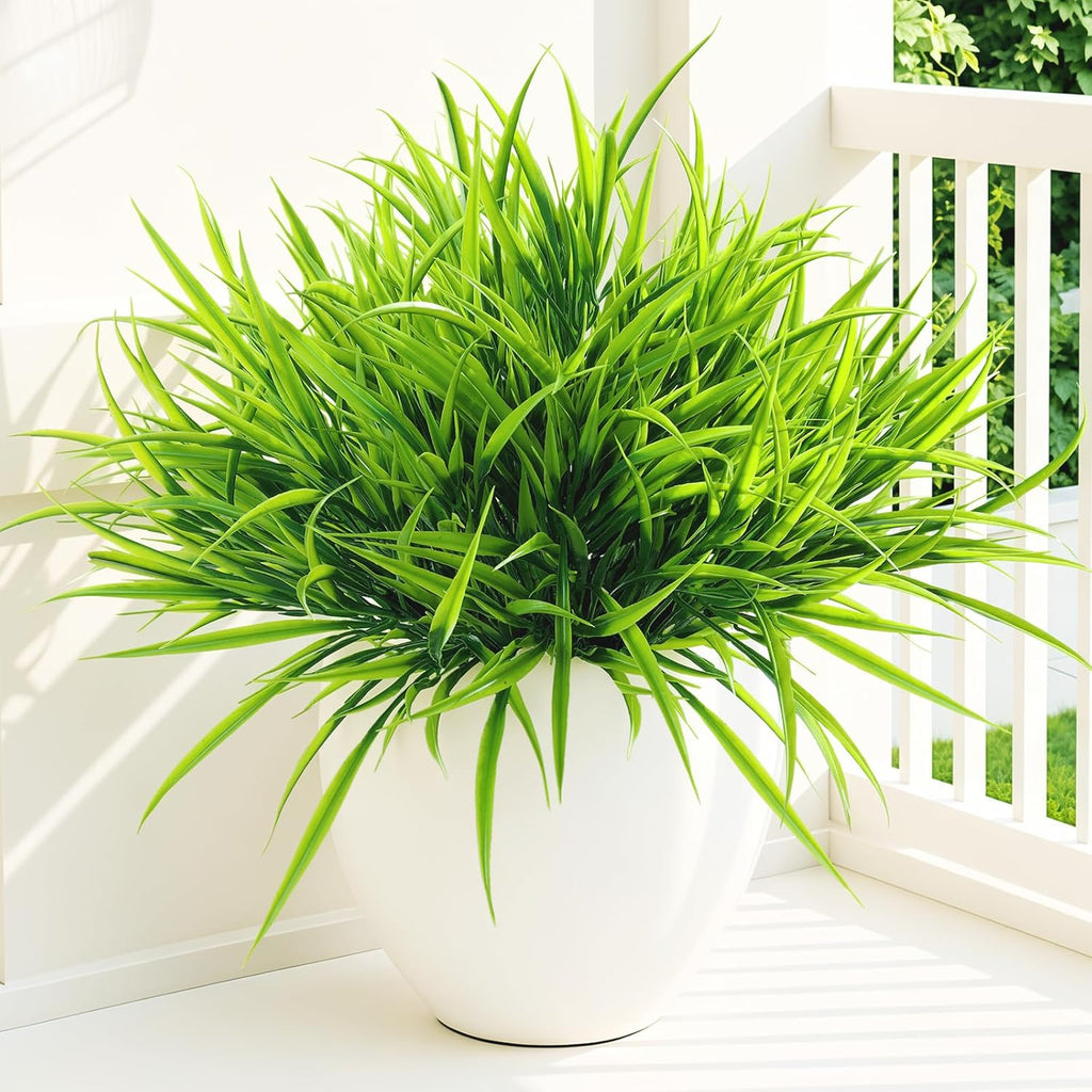 uieke 28 bundles artificial outdoor plants uv resistant on a desk or shelf