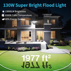 Olafus 130W Flood Light Outdoor, Switch Controlled 13000LM LED Security Light, IP65 Waterproof Outside Floodlight with 5 Adjustable Heads, 6500K Exterior Flood Light Fixture Wired for House Yard Black