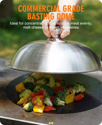 Griddle Accessories Kit for Blackstone with Dome and Burger Press | Includes a 12.5 inch 304 stainless steel dome and rectangular cast iron press for burgers, bacon, steaks, and vegetables.