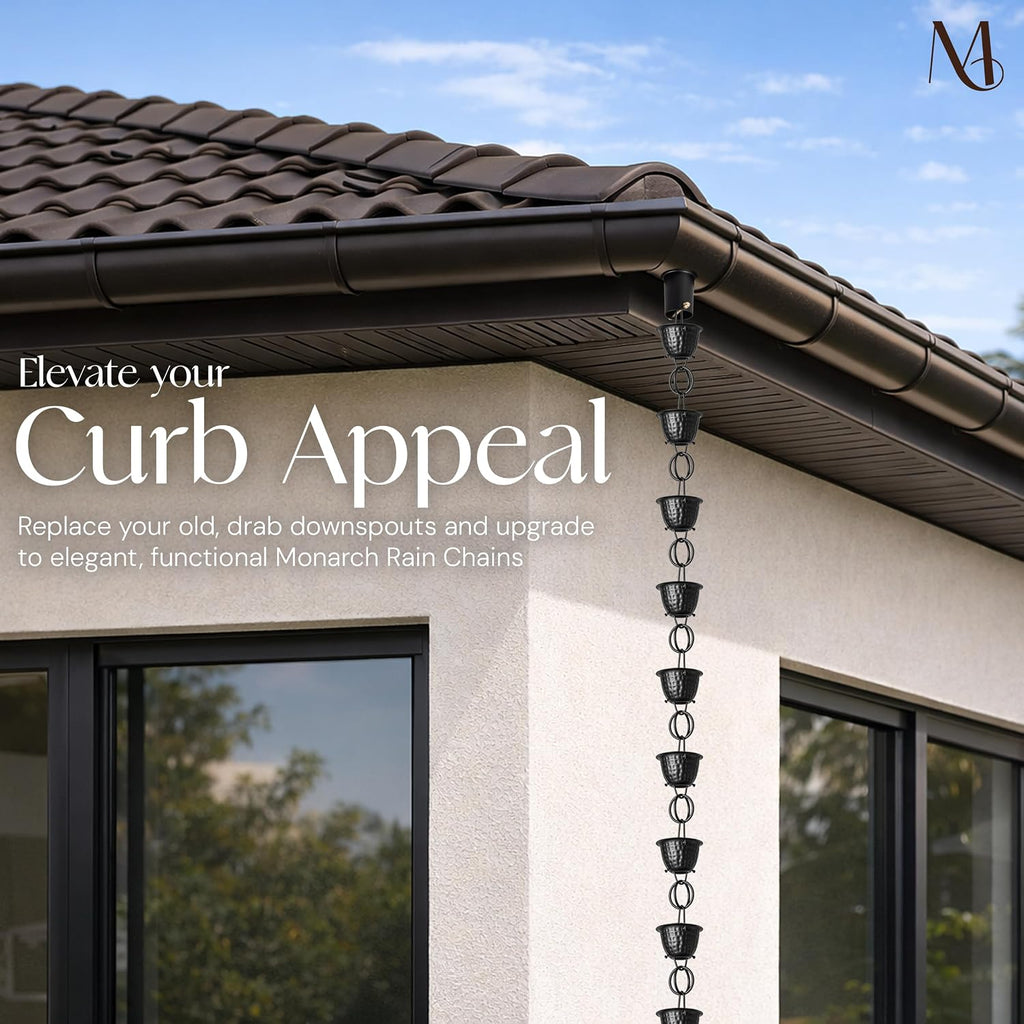 monarch rain chains for gutters aluminum – 8.5 on a desk or shelf