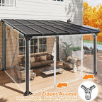 clear outdoor curtains patio double zippers door enclosure, side view