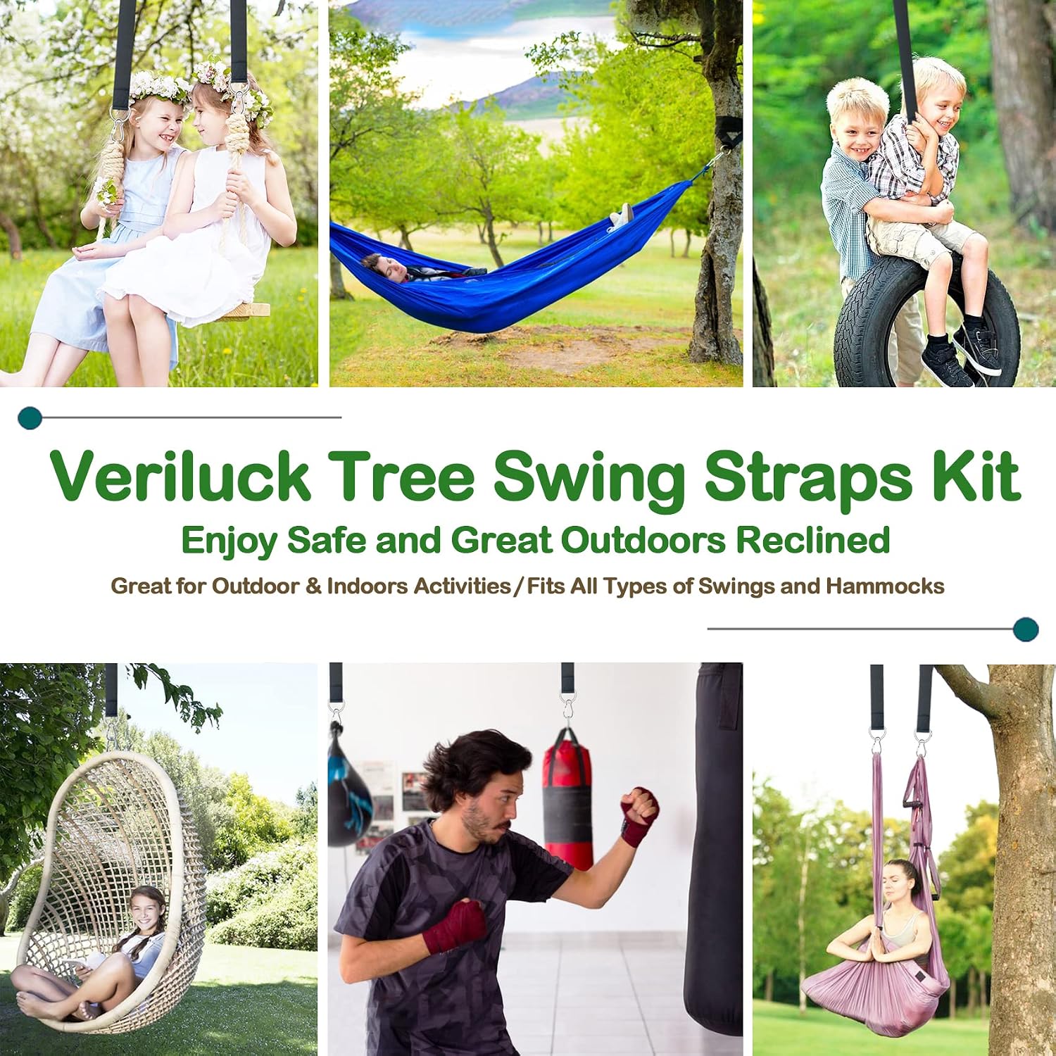 Tree Swing Straps Hanging Kit - 3FT/8FT/15FT/20FT/30FT, Strong & Durable - Holds Up to 5000lbs - Adjustable Tree Swing Straps Fit for All Swings, Hammocks, Safer & Easy Installation(3 FT)