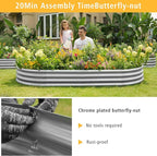 Garden Galvanized Raised Garden Bed Kit - Metal Planter Box for Vegetables/Herbs/Flowers, Heavy-Duty Steel Outdoor Garden Box with Reinforced Edges