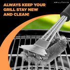 BBQ Grill Brush and Scraper, BBQ Brush for Grill Cleaning - 18” Extra Strong 3 in 1 Safe Wire Bristles Barbecue Triple Scrubber Grill Cleaning Brush for Gas Charcoal Grilling Grates BBQ Grill Brush