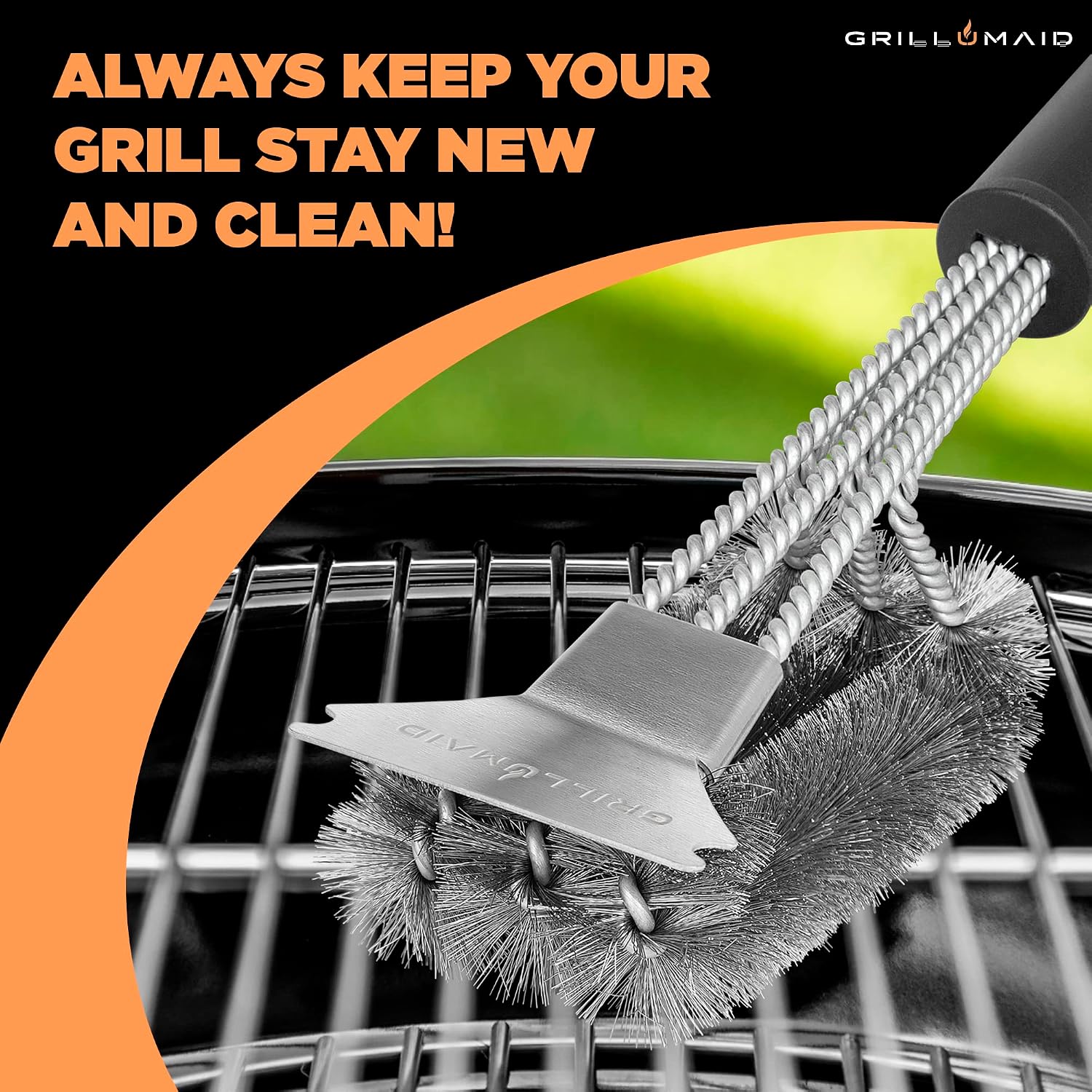 BBQ Grill Brush and Scraper, BBQ Brush for Grill Cleaning - 18” Extra Strong 3 in 1 Safe Wire Bristles Barbecue Triple Scrubber Grill Cleaning Brush for Gas Charcoal Grilling Grates BBQ Grill Brush