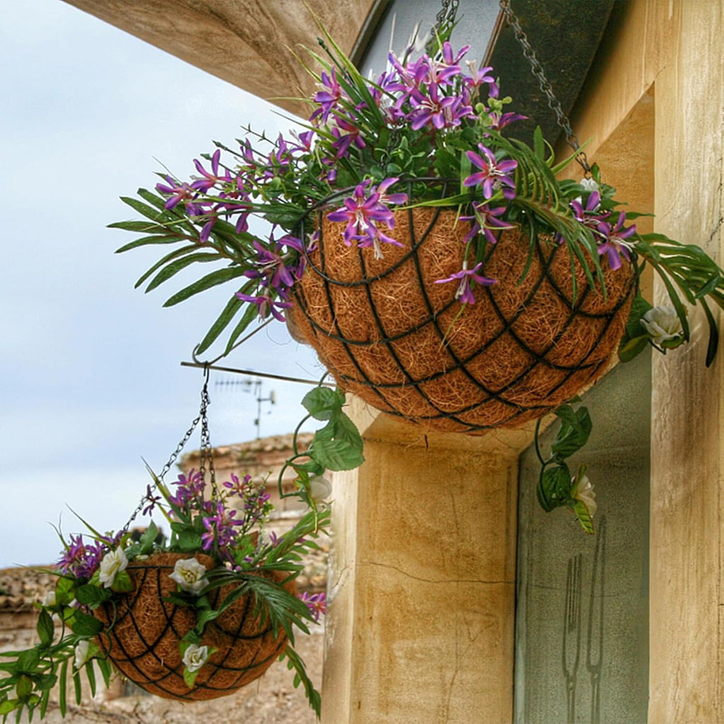LCHUANG Coco Liners for Planters - 6 Pack 8 Inch Round Hanging Basket Liners, 100% Natural Coconut Fiber Replacement Liners for Hanging Baskets Planters Flowers, Plants, Vegetables (8'' Pack of 6)