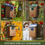 Kingyard Bluebird House, Outdoor Bird House with Predator Guard | Recycled poly lumber nesting box with a 1.5-inch entrance hole, clear viewing panel, bottom ventilation holes