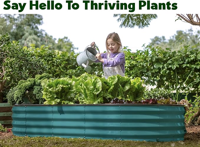 Plant & Plot Galvanized Raised Garden Beds Outdoor // 6×3×1 ft Planter Raised Beds for Gardening, Vegetables, Flowers // Large Metal Garden Box // Patented Tool-Free Design (Turquoise)