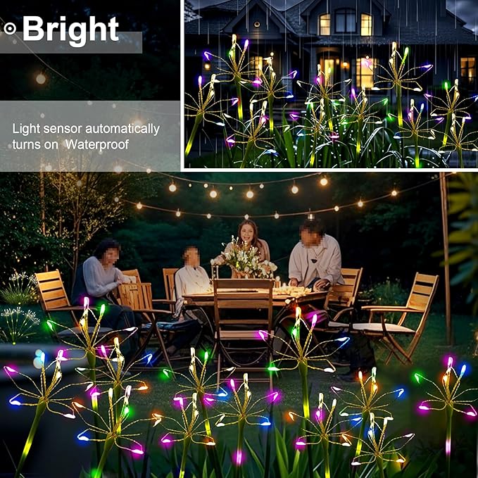 Garden Decor Solar Outdoor Lights, Waterproof Solar Powered Garden Decorative Lights for Christmas Outside Yard Pathway Flowerbed Planter Balcony Patio Gravestone Decor 4-Pack, Multicolor
