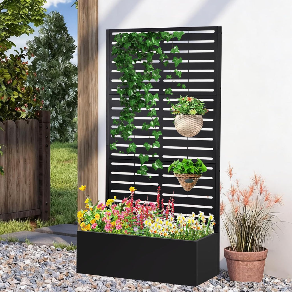 metal raised garden bed with trellis,planter box for, main product view