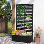 Metal Raised Garden Bed with Trellis,Planter Box for Climbing Plants, Vegetables & Vines, Features Drainage Holes and Privacy Screen.raised garden beds outdoor planters for porch (White, 71"x35"x16")