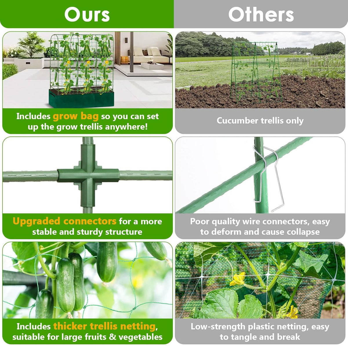 roadplum cucumber trellis for climbing plants with grow shown in use