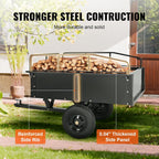 vevor heavy duty atv trailer steel dump cart, close-up detail
