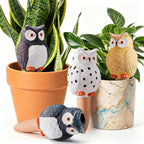 Yeswhat Self Watering Plant Spikes 4 Pack, Terracotta Owl Automatic Plant Waterer for Indoor Outdoor Plants, Slow Release Watering Stakes, Vacation Watering Devices for Potted Plants Garden Decor