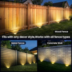 GIGALUMI Solar Ground Lights - No-Drill Fence Lighting Solution, Waterproof Perimeter Lights Compatible with Wood, Metal & Concrete Fences (20 Pack Warm White)