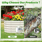 17" Tall Outdoor Garden Raised Garden Bed Kits, 4ft X 2ft Oval,0.8MM Thick Metal Raised Planter Bed/Ground Planter Box for Variety of Flowers,Herbs,Vegetables (Cream White, 48X24X16.5 Inches)