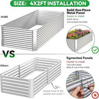 3 Pack Tall 4x2FT Corrugated Galvanized Steel Raised Garden Bed Outdoor, Metal Above Ground Garden Bed for Vegetables and Flowers, Rectangle Raised Beds for Gardening
