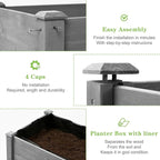 SoliWood Raised Garden Bed with Legs, 48x24x30'', Outdoor Wood Elevated Planter Box, Grey Cedar, Thick Legs, w/Liner