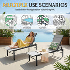 Chaise Lounge Chair Outdoor, Patio Lounge Chair with Adjustable 5-Position, Pool Lounge Recliner Chairs for Outside, Beach, Yard,Gray