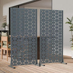 Casaphoria Metal Privacy Screen Outdoor, 60" x 30" W Freestanding Decorative Privacy Screen for Patio Deck Balcony Garden with Stable Base, Drakgrey-Brick