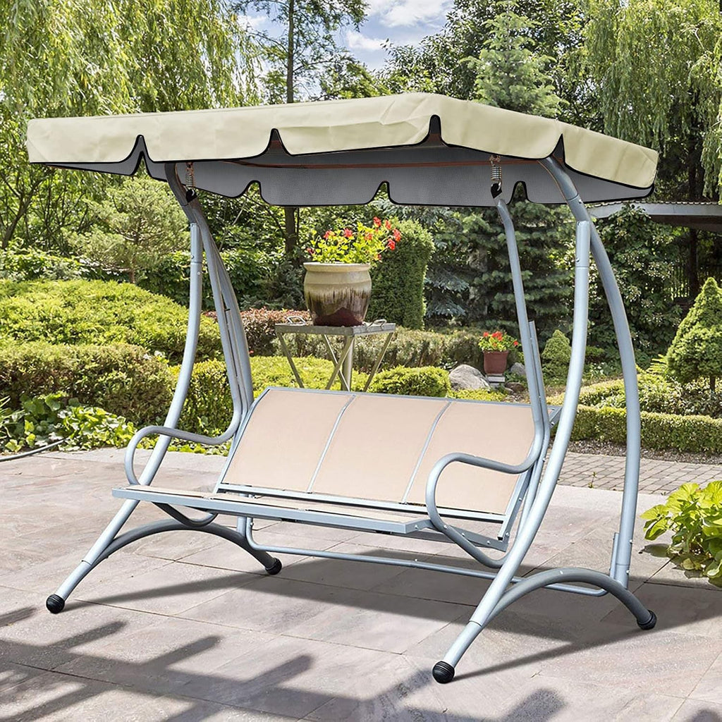 Oxford Cloth Swing Canopy Replacement, Heavy Duty Garden Hammock Top Cover Outdoor Swing Top Cover for Yard Park (64.6x44.9x5.9in) (Beige)