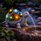 Jetec Solar Garden Statue Fountain Turtle, Pond Water Spitter Aerator | Not Included Tubing, Lawn Decor Tortoise Statue with Succulent & LED Lights for Outdoor Patio, Yard, Ponds Decor, Ideal Gift