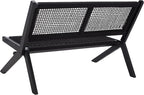 SAFAVIEH Outdoor Collection Kobina Black Acacia Wood/Black Rope Foldable Bench