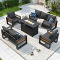 aoxun aluminum patio furniture set with fire pit, main product view